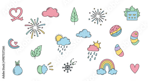 Colorful Weather and Symbol Icons.