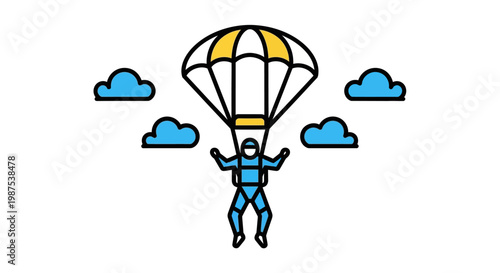 Parachutist in freefall with open parachute.