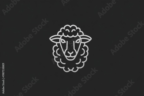 Scandinavian Sheep Head Line Icon Clean Wool Branding Logo