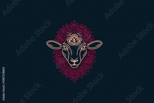 Scandinavian Sheep Head Line Icon Clean Wool Branding Logo
