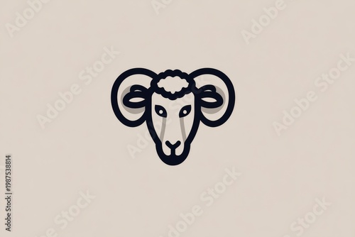 Sheep Front View Outline Minimal Eco Branding Icon