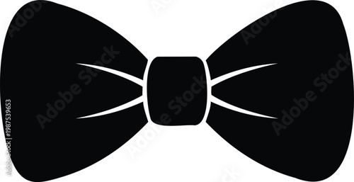 Black bow tie silhouette on white background