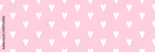 Valentine Seamless pattern, White hearts on pink background