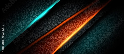 Abstract textured background with glowing neon orange and cyan light stripes