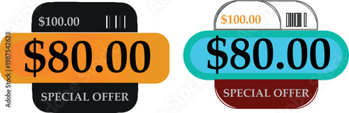 Special offer stickers with discounted prices