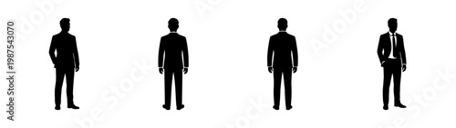 Businessman silhouette set, professional male figures in suits, formal office wear vector