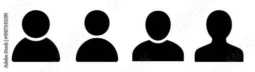 Schilderij op canvas Minimalist user profile icons, black avatar silhouettes, person headshot vector