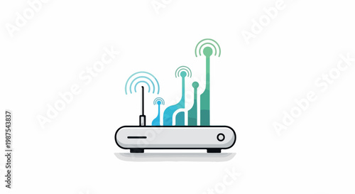Modern wireless router providing multiple internet signal connections for devices
