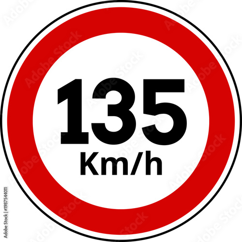 Speed Limit 135 km h Traffic Sign Vector