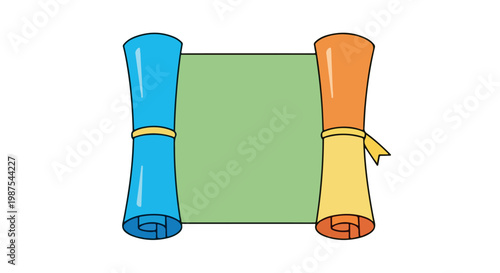 Illustration of a scroll tied with decorative ribbons on both ends