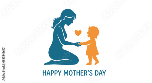 A mother and child silhouette with a heart celebrating mother s day