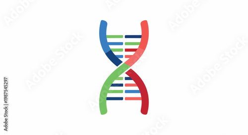 Colorful illustration of a double helix dna strand structure