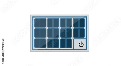 A solar panel with an integrated power switch in the bottom right corner