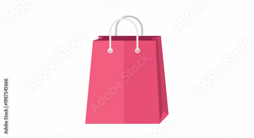 A pink shopping bag with handles standing upright against a plain background