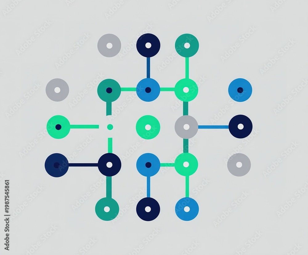 Obraz premium Green and Blue Dots Connected by Lines
