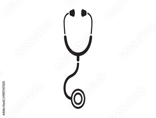 Simple black and white illustration of a stethoscope representing healthcare and medical professions