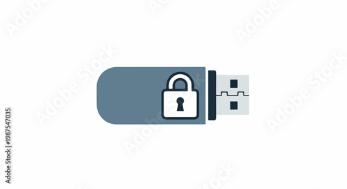Secure usb flash drive with lock symbol indicating encryption or data protection