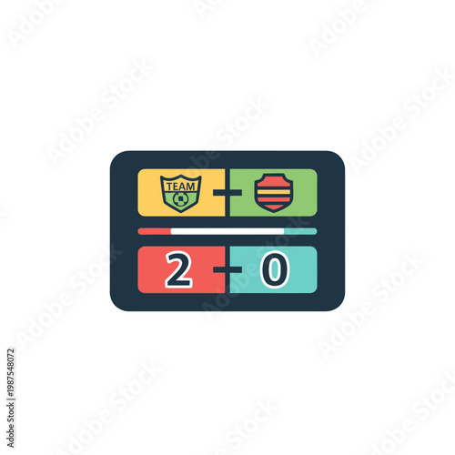 Soccer Scoreboard Displaying Team Scores 2-0, Sports Game Result