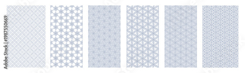 Geometric modern abstract Judaic seamless patterns set with Judaic star of David outline style