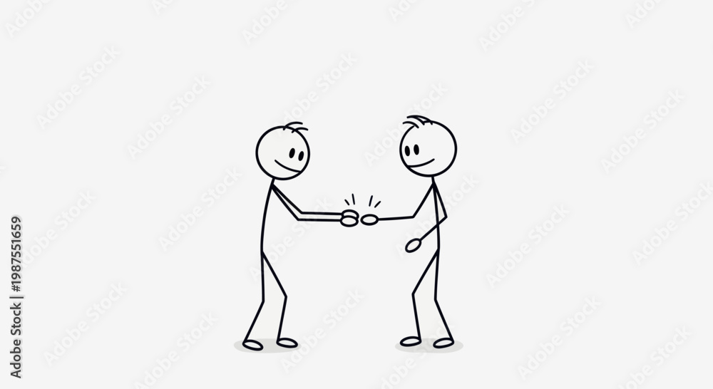 Obraz premium Two Stick Figures Shaking Hands Together.