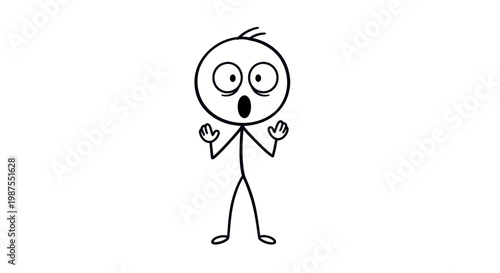 Surprised cartoon man with shocked expression.