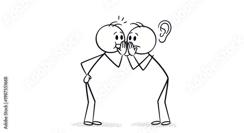 Two Stick Figures Whispering to Each Other.