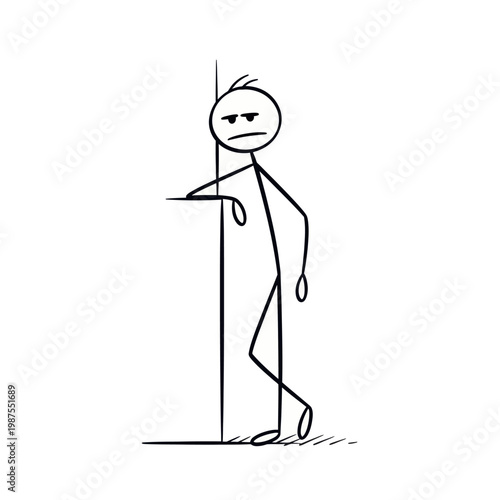 Unhappy Stick Figure Leaning on a Wall.