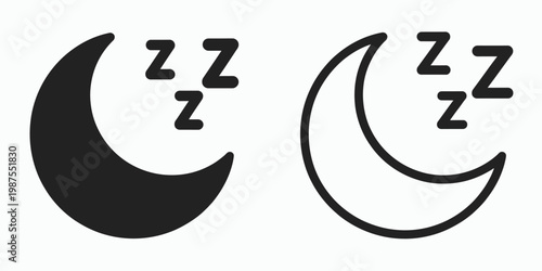Crescent Moon Sleep Icon with Zzz for Bedtime and Relaxation