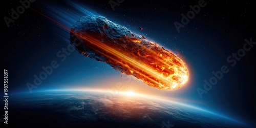 Fiery meteorite hurtling towards planet Earth from the vastness of space