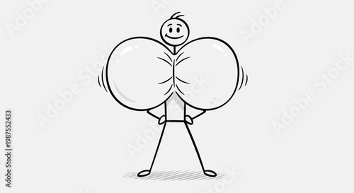 Stick figure with large inflatable arms.