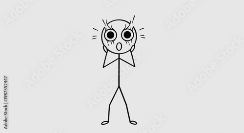 Stick Figure with Shocked Facial Expression.