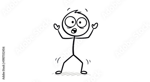 Stick Figure with Surprised Expression.