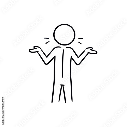 Stick figure with shrugging gesture expression.
