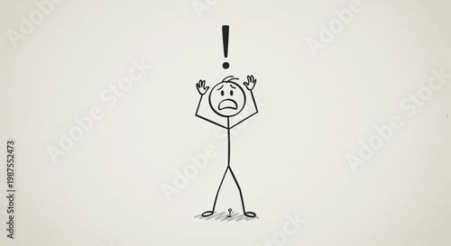 Stickman Character with Exclamation Mark Surprised.