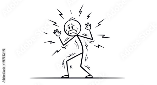 Stressed Person with Angry Facial Expression.