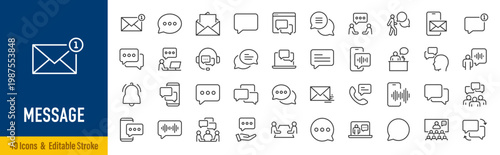 Message web icons in line style. Chatting, message, mail, communication, letter. Vector illustration.