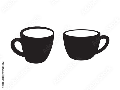 Coffee cup silhouette vector hot drink mug tea cup icon set isolated on white background