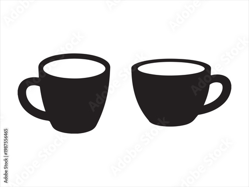 Coffee cup silhouette vector hot drink mug tea cup icon set isolated on white background