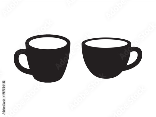Coffee cup silhouette vector hot drink mug tea cup icon set isolated on white background