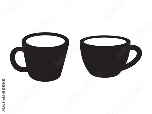 Coffee cup silhouette vector hot drink mug tea cup icon set isolated on white background