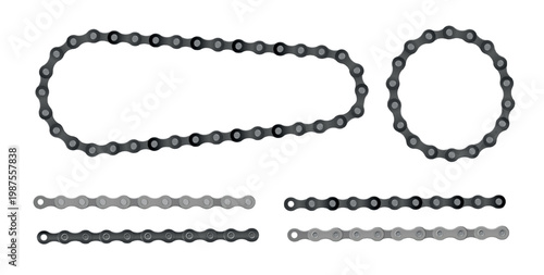 Bicycle chain design vector illustration Cartoon silhouette for bike chain on bicycle. Cycling line pattern. Motorcycle chain symbol. Chain machine sign.