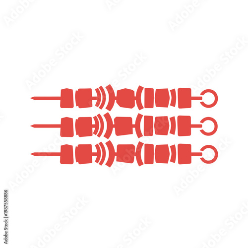 Red grill kebabs arranged in a row on a white background for Sustainable Gastronomy Day