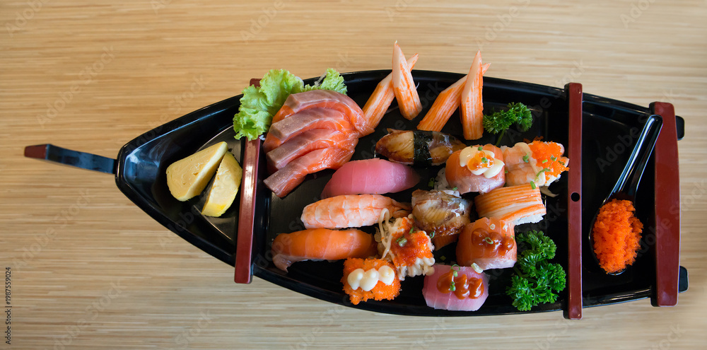 custom made wallpaper toronto digitalSet of various sushi. Plate of Japanese food. Close Up, Selective focus