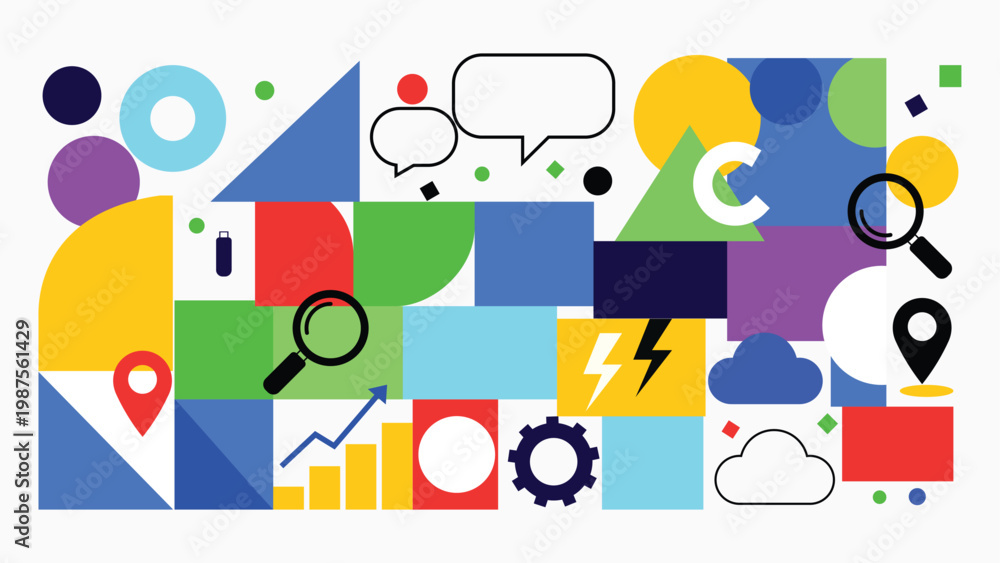Fototapeta premium Colorful business and technology infographic elements with infographic, business