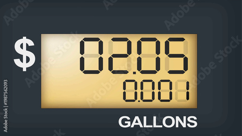 Fuel Pump Display Showing Gasoline Price and Gallons Counter, petrol pump display, high fuel prices