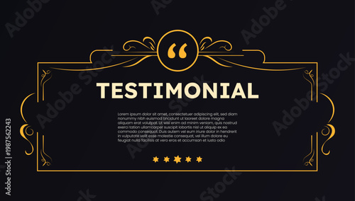 Decorative testimonial frame with star rating and text area, testimonial