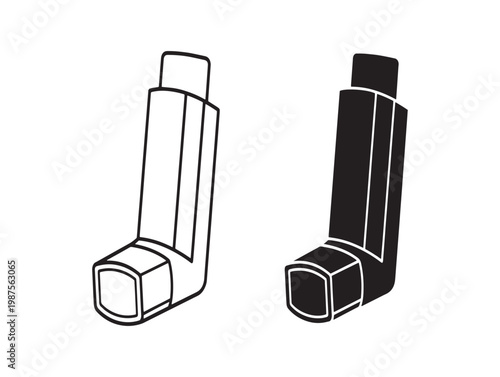 Sketch of two asthma inhalers a medical illustration for respiratory health awareness