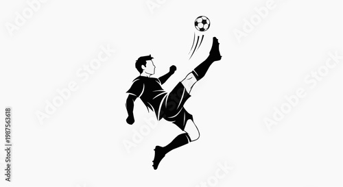 Soccer Player Performing Acrobatic Bicycle Kick Silhouette