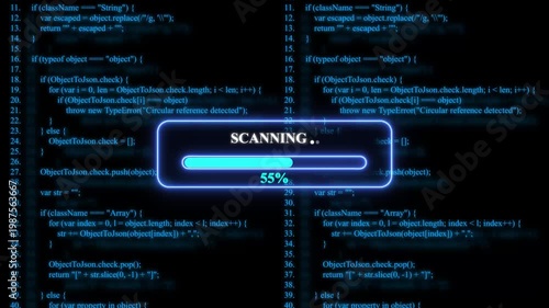Programming code with scanning progress bar loading