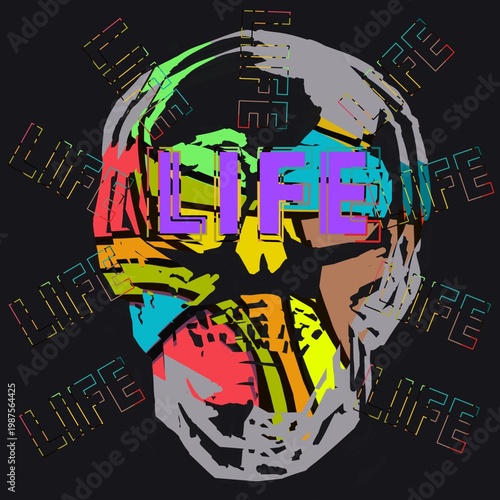 Scull illustration with 